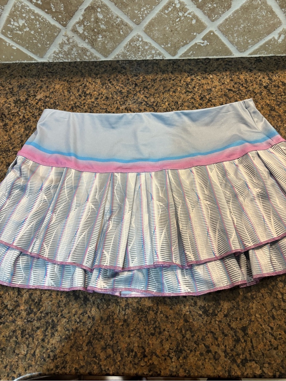 Lucky in Love Light Blue & Pink Layered Pleated Women's Skirt